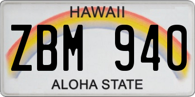 HI license plate ZBM940