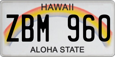 HI license plate ZBM960