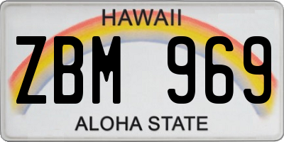 HI license plate ZBM969