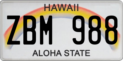 HI license plate ZBM988