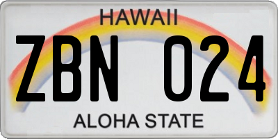 HI license plate ZBN024