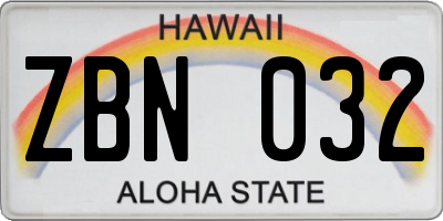 HI license plate ZBN032