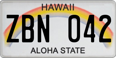 HI license plate ZBN042