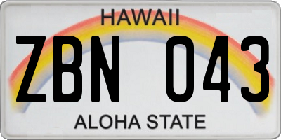 HI license plate ZBN043