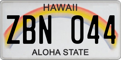 HI license plate ZBN044