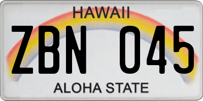 HI license plate ZBN045
