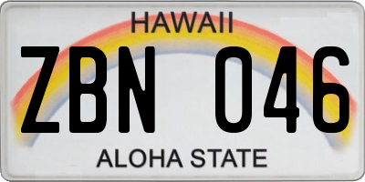 HI license plate ZBN046