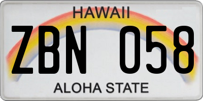 HI license plate ZBN058