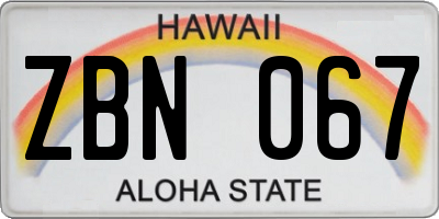 HI license plate ZBN067