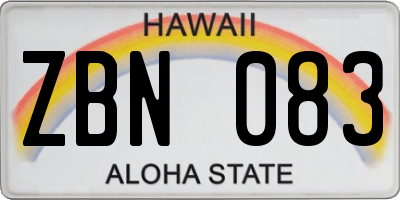 HI license plate ZBN083