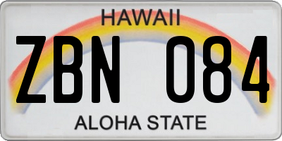 HI license plate ZBN084