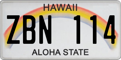 HI license plate ZBN114