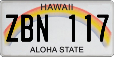 HI license plate ZBN117