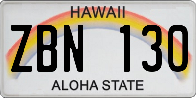 HI license plate ZBN130