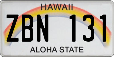 HI license plate ZBN131