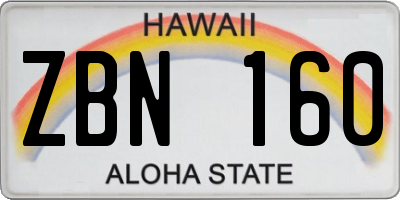 HI license plate ZBN160