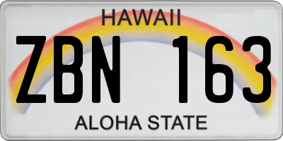 HI license plate ZBN163