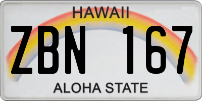HI license plate ZBN167