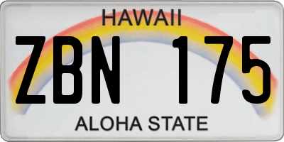 HI license plate ZBN175