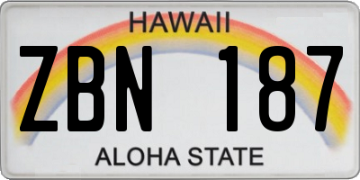 HI license plate ZBN187