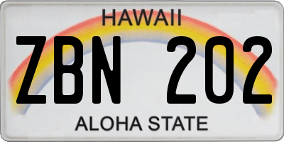 HI license plate ZBN202