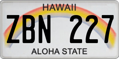 HI license plate ZBN227