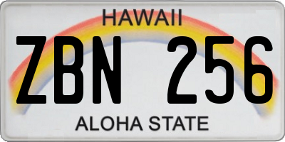 HI license plate ZBN256