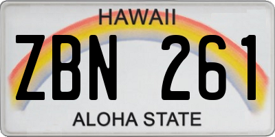 HI license plate ZBN261