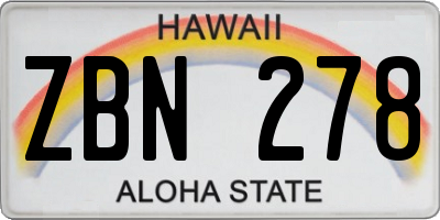 HI license plate ZBN278