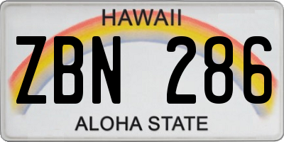 HI license plate ZBN286