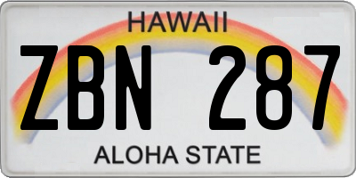 HI license plate ZBN287