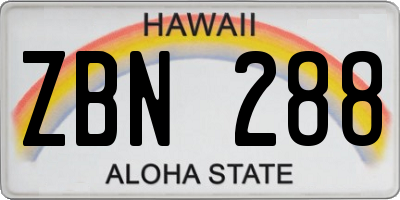 HI license plate ZBN288