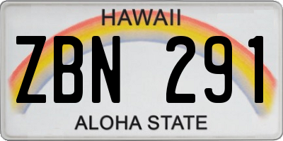 HI license plate ZBN291