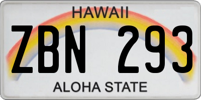 HI license plate ZBN293