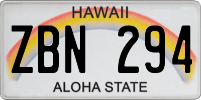 HI license plate ZBN294