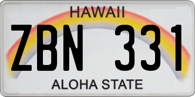 HI license plate ZBN331