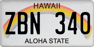 HI license plate ZBN340