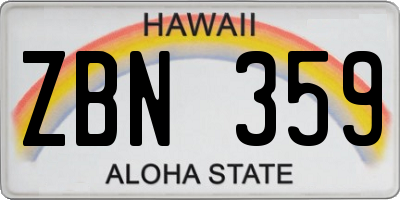HI license plate ZBN359