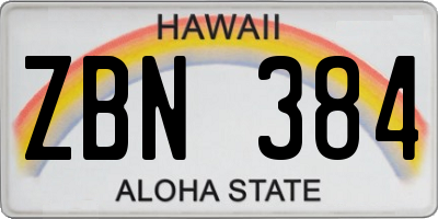 HI license plate ZBN384
