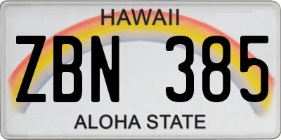 HI license plate ZBN385