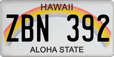 HI license plate ZBN392