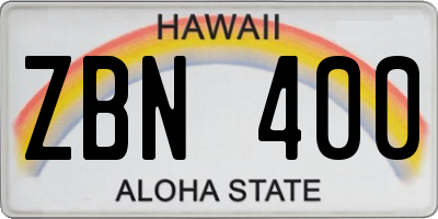 HI license plate ZBN400