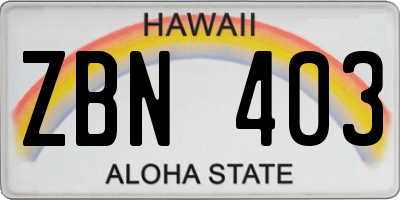 HI license plate ZBN403