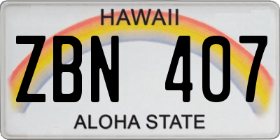 HI license plate ZBN407