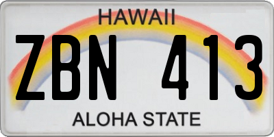 HI license plate ZBN413