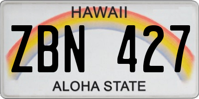 HI license plate ZBN427