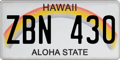 HI license plate ZBN430