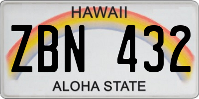 HI license plate ZBN432
