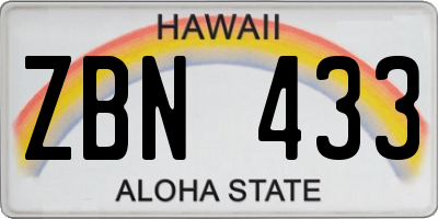 HI license plate ZBN433