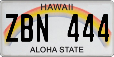 HI license plate ZBN444